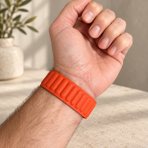 Apple Watch Leren Magneetbandje - Oranje