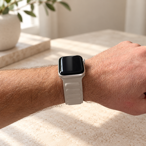 Apple Watch Leren Magneetbandje - Beige