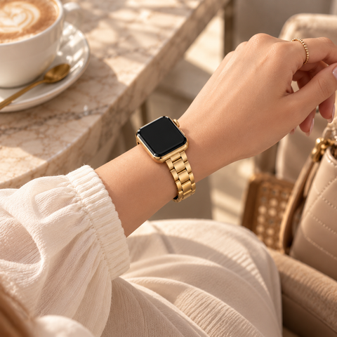 Apple watch fijn stalen bandje - Goud