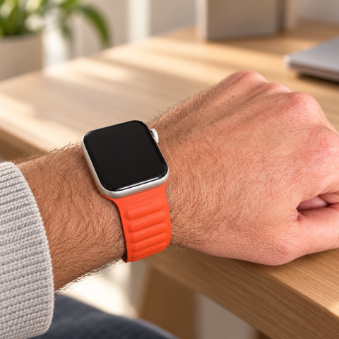 Apple Watch Leren Magneetbandje - Oranje