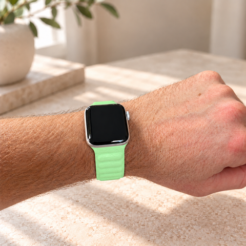 Apple Watch Leren Magneetbandje - Mint Groen