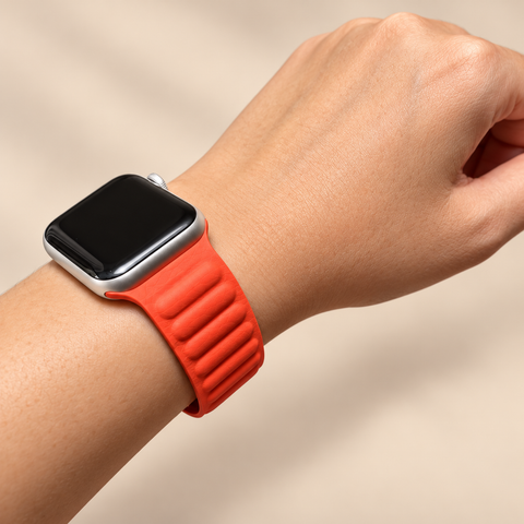 Apple Watch Leren Magneetbandje - Oranje