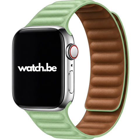 Apple Watch Leren Magneetbandje - Mint Groen