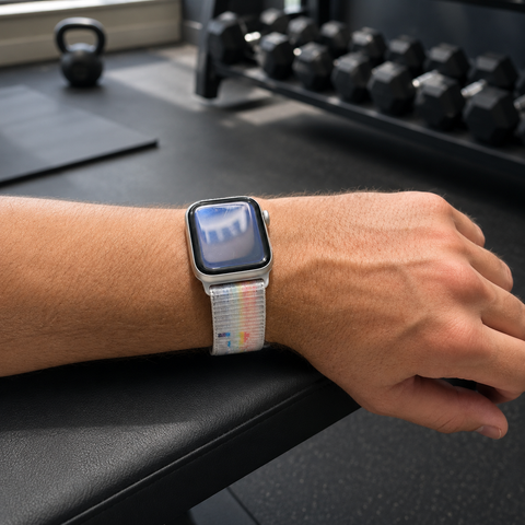 Apple Watch Nylon Sport Loop Bandje - Regenboog