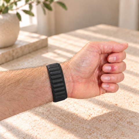 Apple Watch Leren Magneetbandje - Zwart