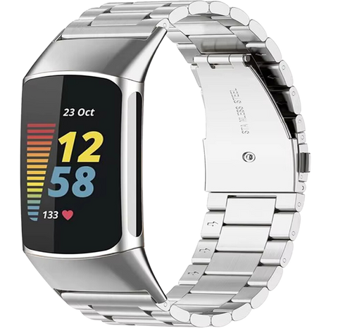 Fitbit Charge 6 Stalen Bandje - Zilver