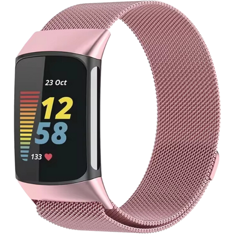 Fitbit Charge 5 Milanese Bandje - Roze