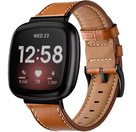 Fitbit Sense Leren Bandje - Bruin