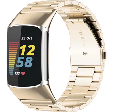 Fitbit Charge 5 Stalen Bandje - Champagne