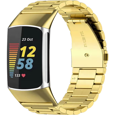 Fitbit Charge 5 Stalen Bandje - Goud