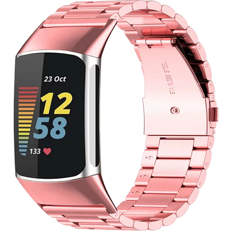 Fitbit Charge 6 Stalen Bandje - Roze