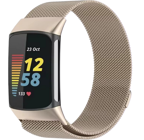 Fitbit Charge 5 Milanese Bandje - Champagne